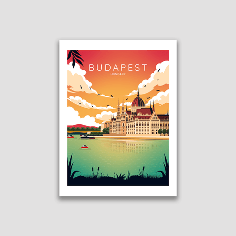 Budapest sunset city poster - Kawaink