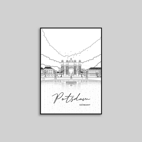 Potsdam Line Art Poster vertikal weiß
