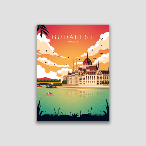 Budapest sunset city poster - Kawaink