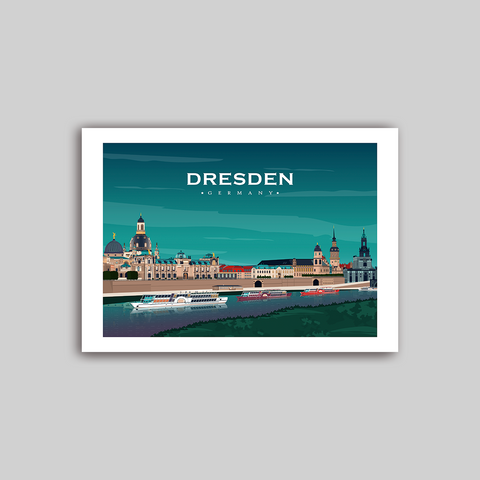 Dresden night city poster horizontal
