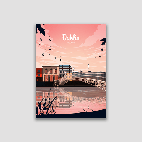 Dublin rosa Stadt Poster