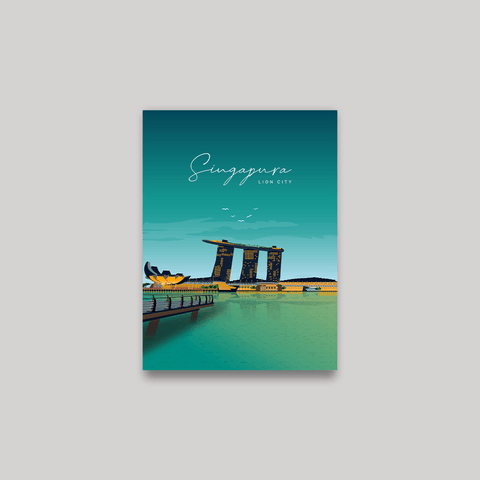 Singapur Nachtstadt Poster