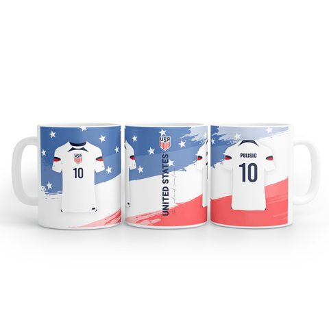 Vereinigte Staaten Christian Pulisic Kaffeetasse – Weltmeisterschaft, Heim-T-Shirt
