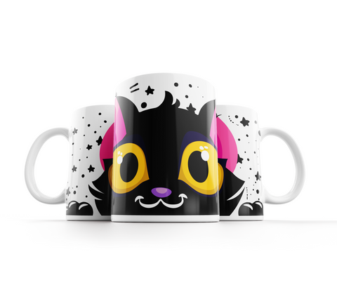Black kitten. Mug for cat lovers