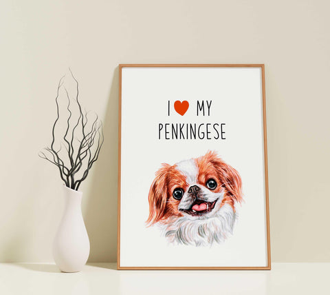 I love my Penkingese, poster for pet lovers - Kawaink