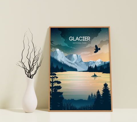 Glacier, parc national. affiche de nuit
