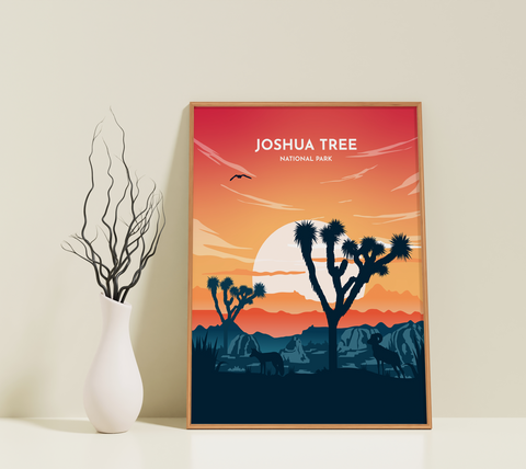 Joshua Tree, Nationalpark. Sonnenuntergang-Plakat