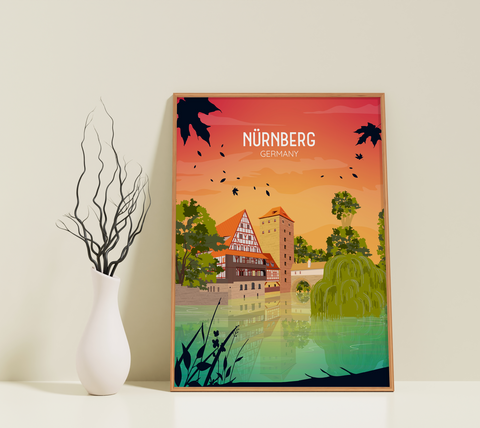 Nürnberg Sonnenuntergang Stadt Poster