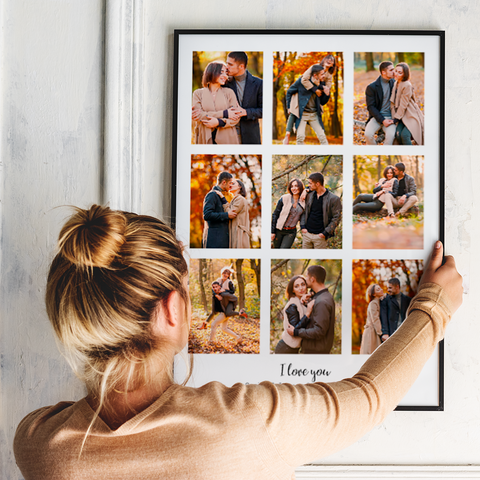 Photo Collage Customisable with frame, canvas, acrylic, or poster. 9 pictures