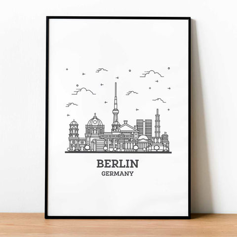 Berlin line art poster print