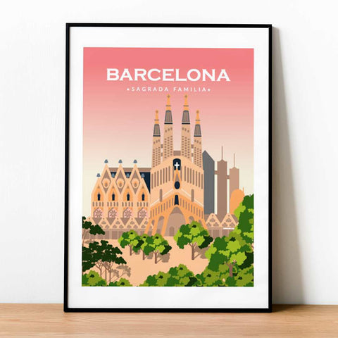 Barcelona pink poster