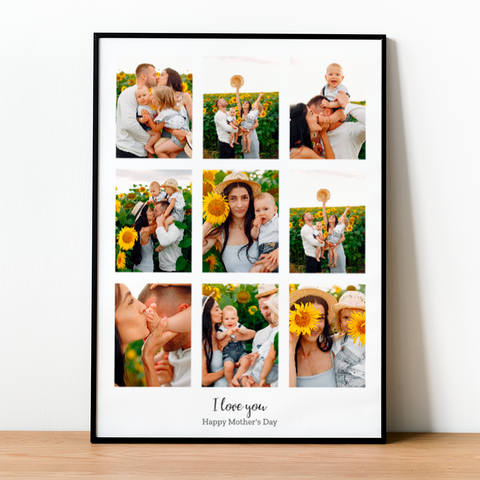 Photo Collage Customisable with frame, canvas, acrylic, or poster. 9 pictures