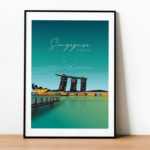Singapur Nachtstadt Poster