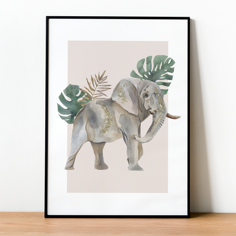 Cartel minimalista de elefante.