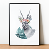 Deer and flowers minimalist poster