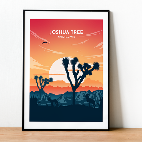 Joshua Tree, Nationalpark. Sonnenuntergang-Plakat
