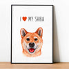 J'aime mon Shiba, affiche pour les amoureux des animaux