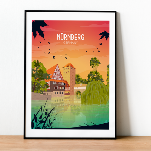 Nürnberg Sonnenuntergang Stadt Poster