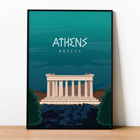 Athens city poster night - Kawaink