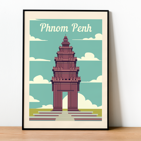 Phnom Penh retro poster