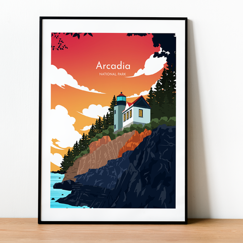 Arcadia, National Park. sunset poster