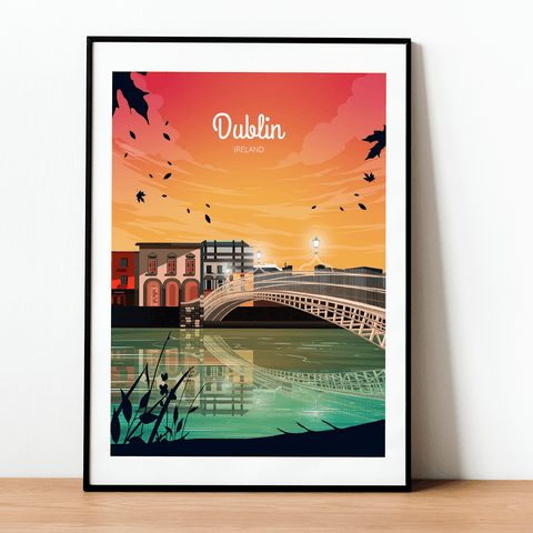 Dublin Sonnenuntergang Stadt Poster