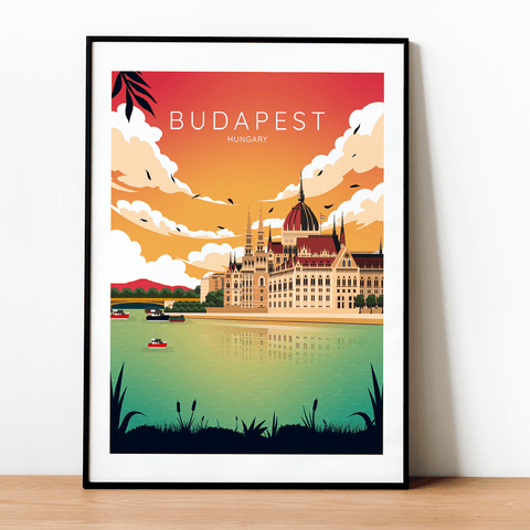 Budapest sunset city poster - Kawaink