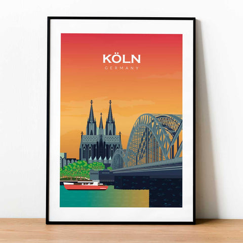 Puesta del sol del cartel de Colonia / Köln