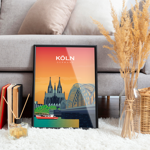 Köln / Köln-Sonnenuntergang-Stadtplakat