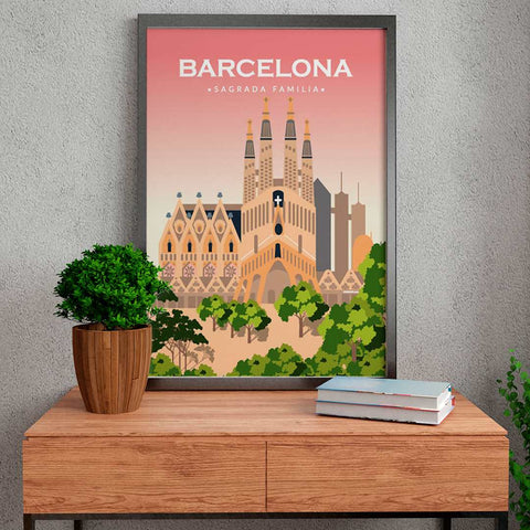 Barcelona pink poster