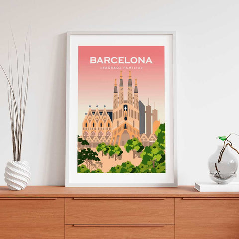 Barcelona pink poster