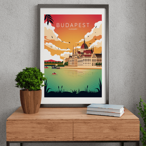 Budapest sunset city poster - Kawaink