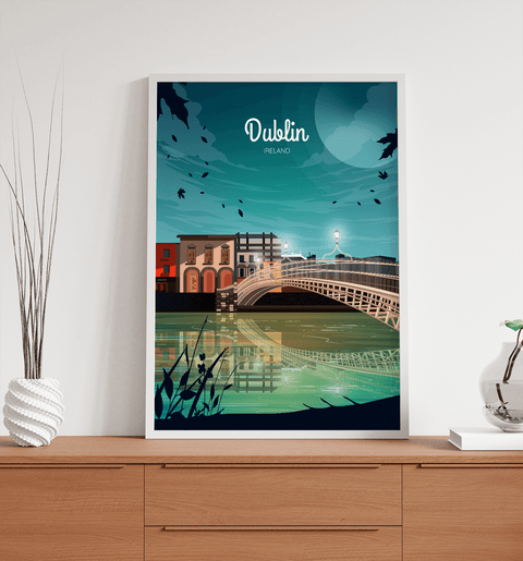 Dublin night city poster