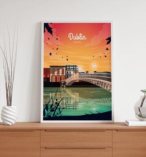 Dublin sunset city poster