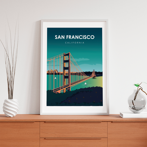 San Francisco city poster night - Kawaink