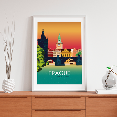 Prague sunset poster - Kawaink