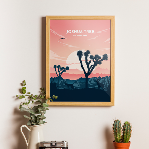 Joshua Tree, parc national. affiche rose
