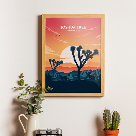 Joshua Tree, parc national. affiche du coucher du soleil
