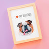 I love my Bulldog, poster for pet lovers - Kawaink