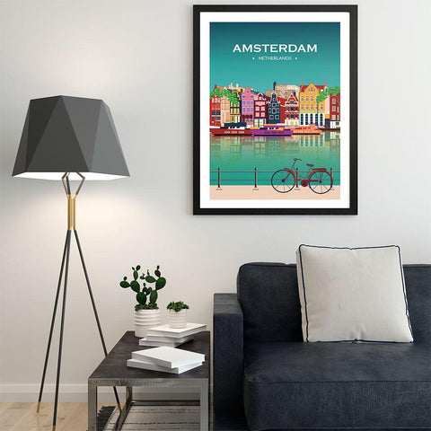 Amsterdam city poster night - Kawaink