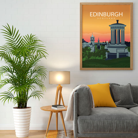 Edinburgh sunset city poster