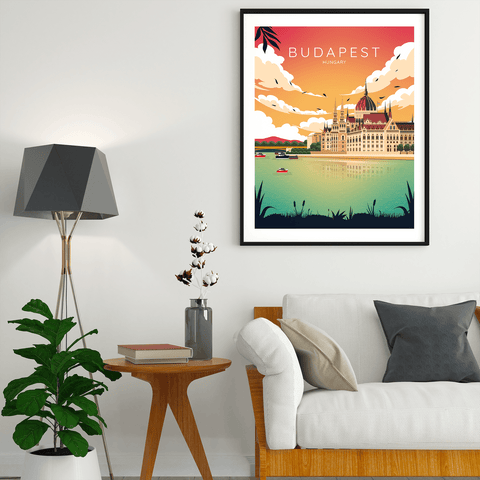 Budapest sunset city poster - Kawaink