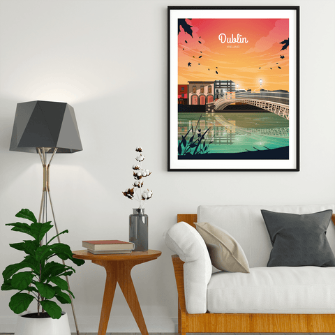 Dublin sunset city poster