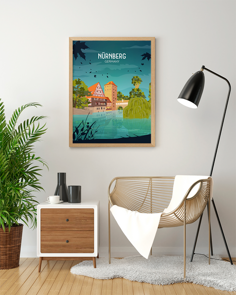 Nuremberg night city poster - Kawaink