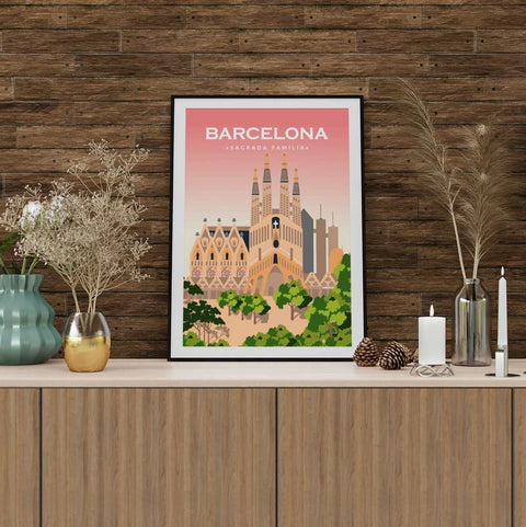 Barcelona pink poster