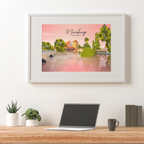 Nuremberg pink city poster horizontal