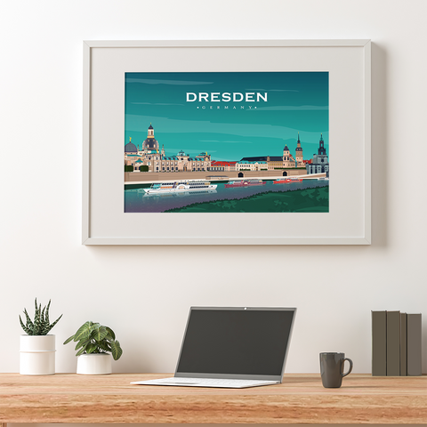 Dresden night city poster horizontal