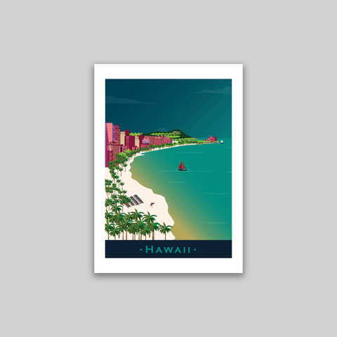 Hawaii night poster - Kawaink