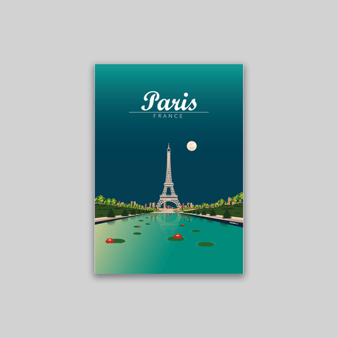 Paris night poster - Kawaink