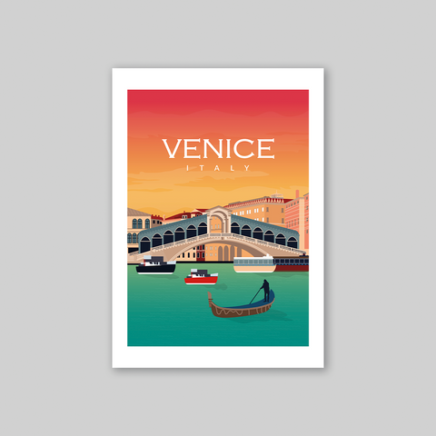 Venice sunset art print - Kawaink